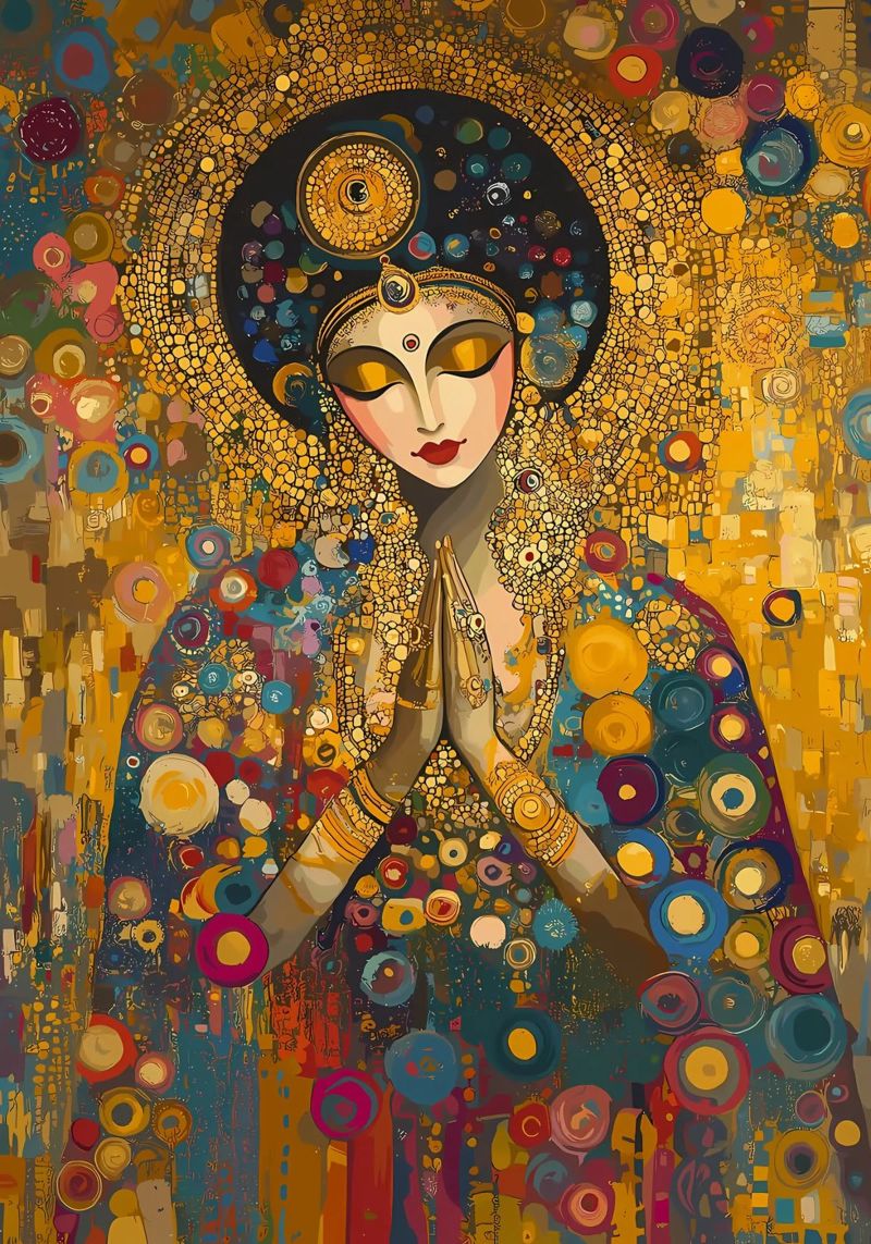 Golden Woman in Prayer poster by Caeson
