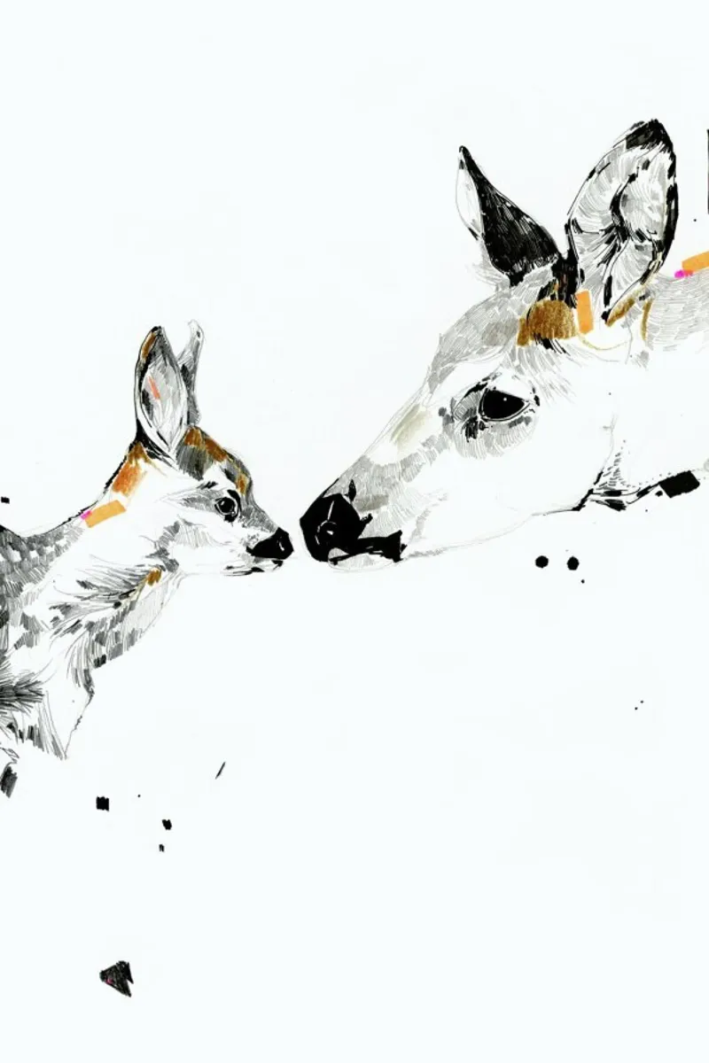 Deers poster con telaio in alluminio da Mala Alani
