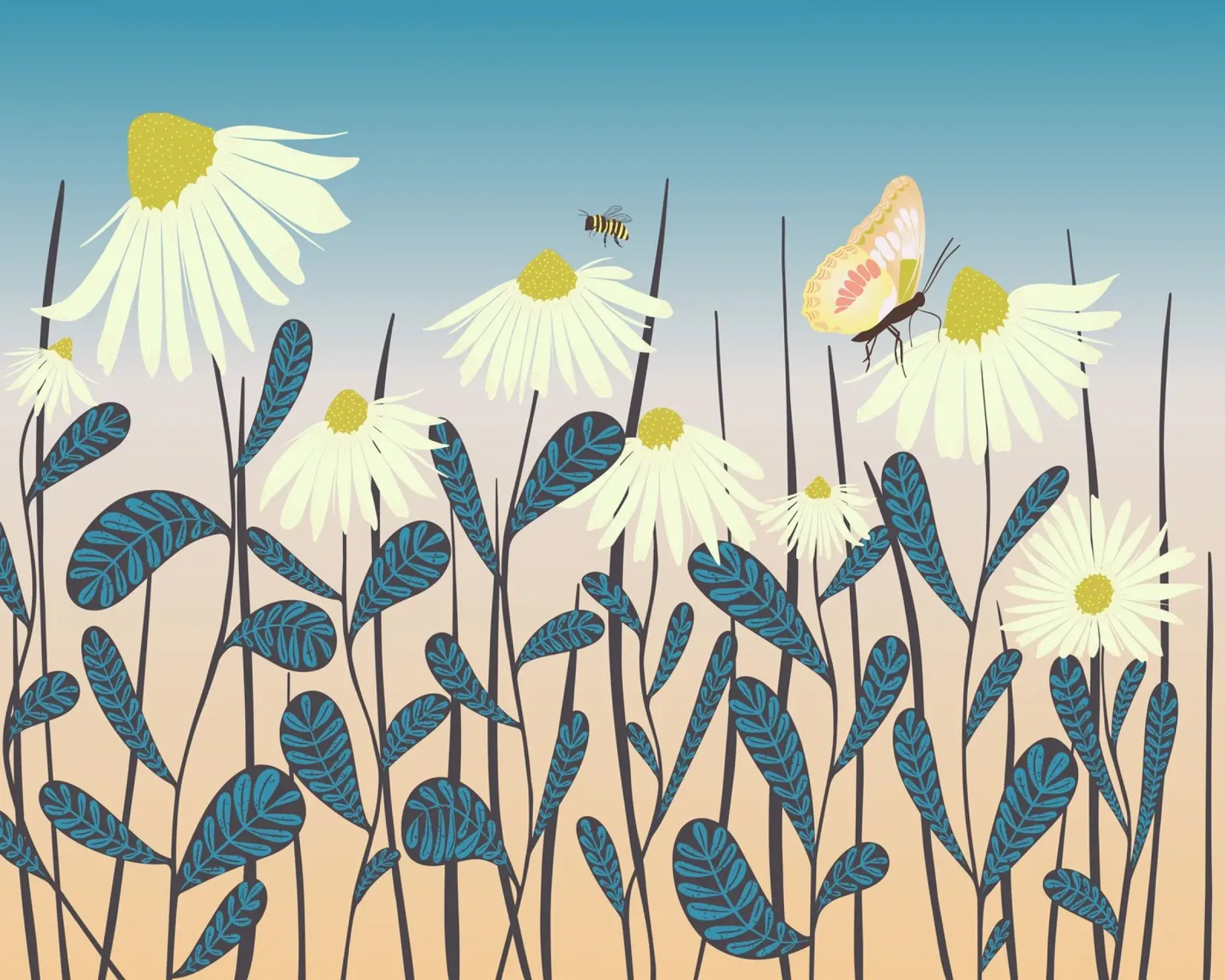 Svolazzare tra le margherite poster con telaio in legno da nicigabrieldesigns