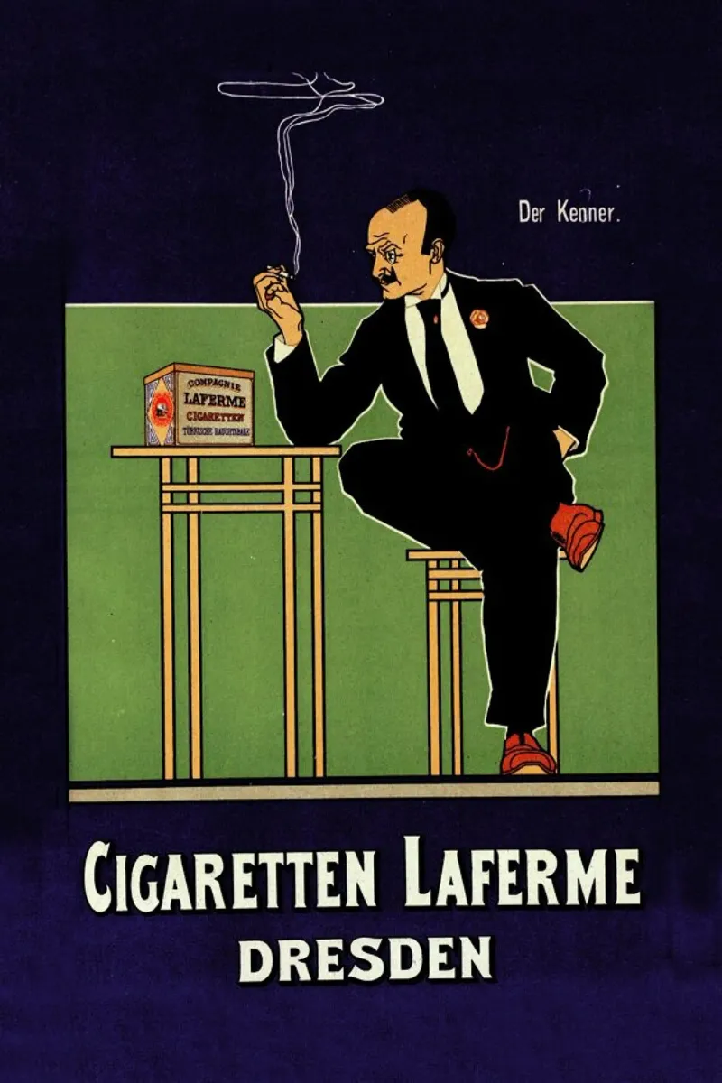German poster for Cigarettes Laferme - Fritz Rehm tela con Cornice a cassetta da Artokoloro Quint Lox Ltd