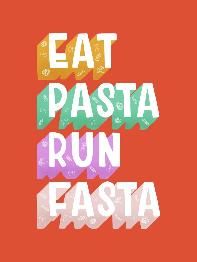 Eat Pasta Run Fasta - Grappige Heldere Fitness Typografie backlit folie van showmemars
