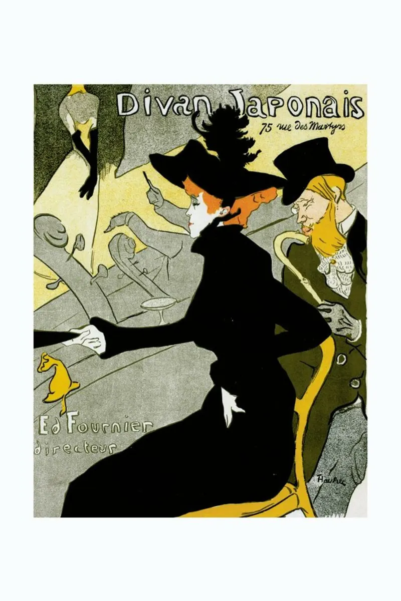 Poster for the concert Divan Japonais, Henri de Toulouse-Lautrec poster with wooden frame by Artokoloro Quint Lox Ltd