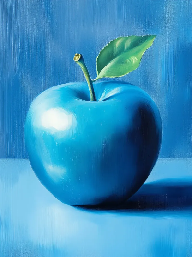 Blauer Apfel Leinwand mit Schattenfugenrahmen von Spice & Style
