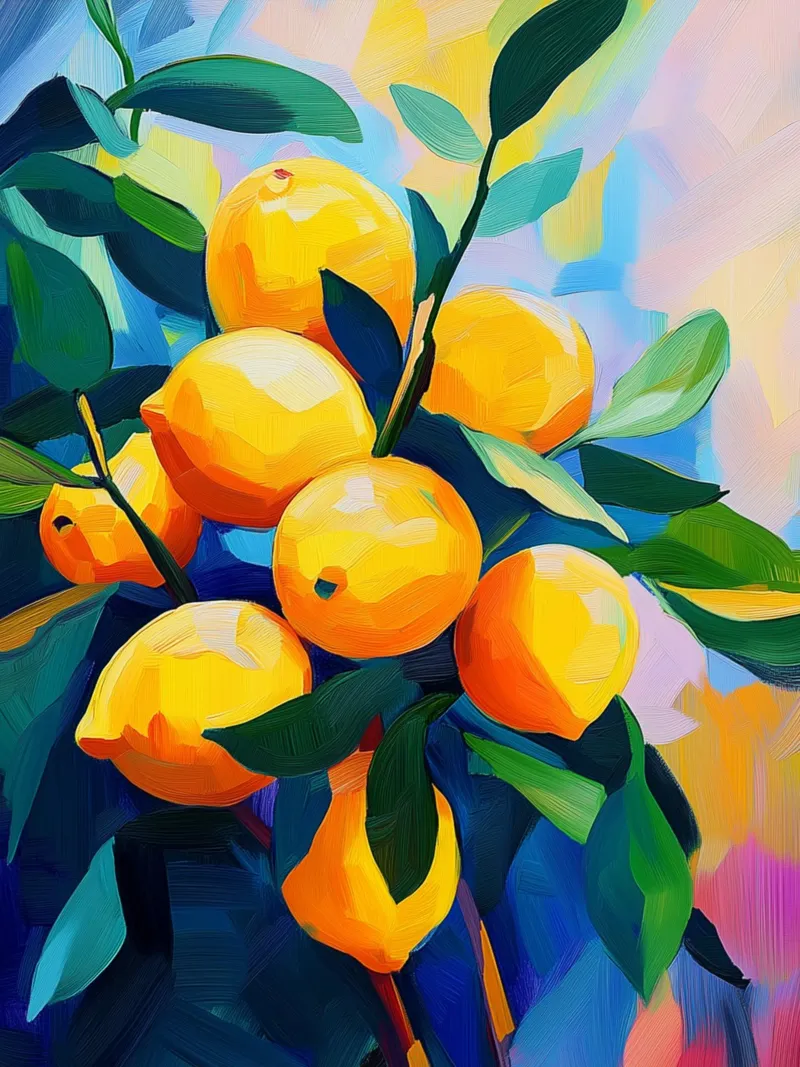 Albero di limoni colorato carta hahnemühle da Spice & Style