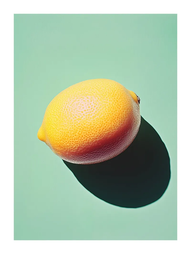 Minimalistische Zitrone auf hellgrünem Hintergrund Hahnemühle von Spice & Style