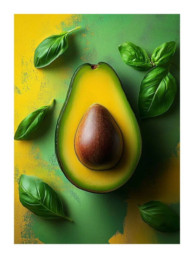 Avocado e foglie di basilico alluminio dibond da Spice & Style