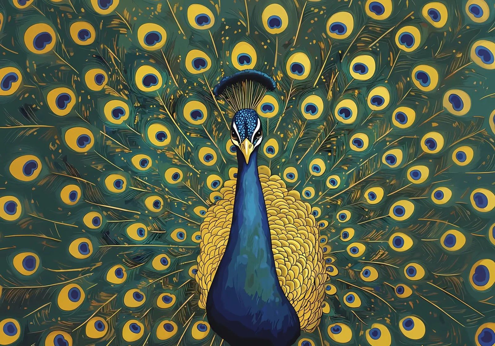 Peacock with Spread Feathers poster by Caeson
