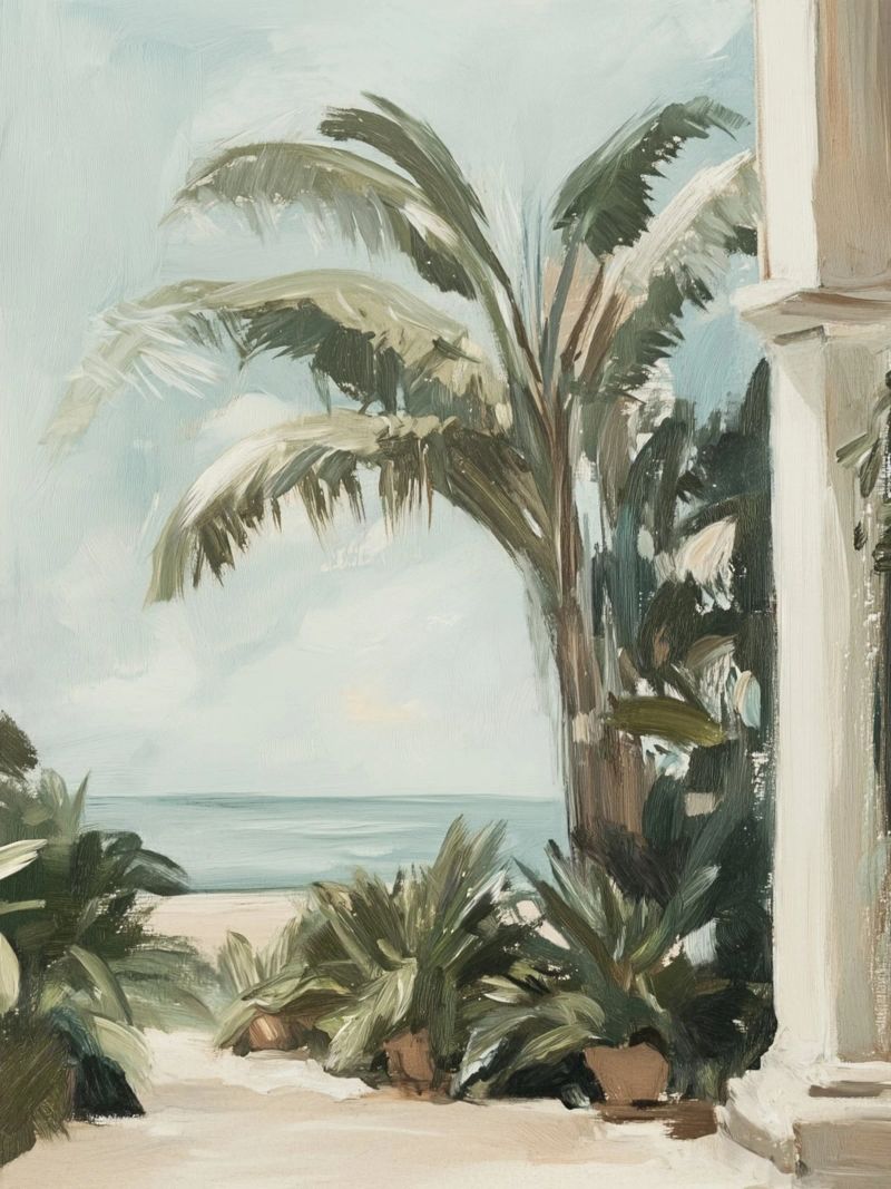 Ruhige Palmen Landschaft Leinwand von Carinaprint