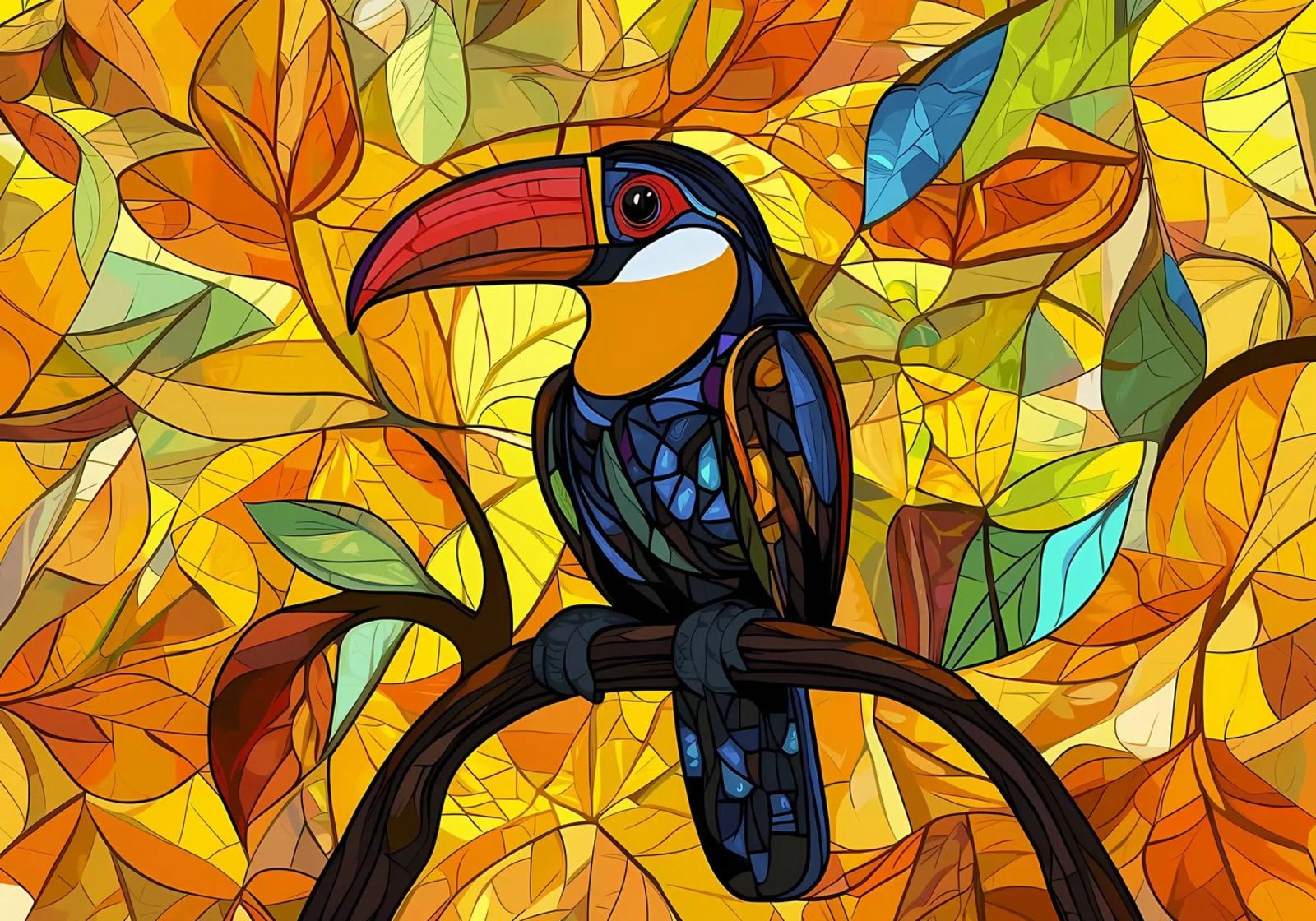 Toucan in Autumn Leaves poster by Caeson