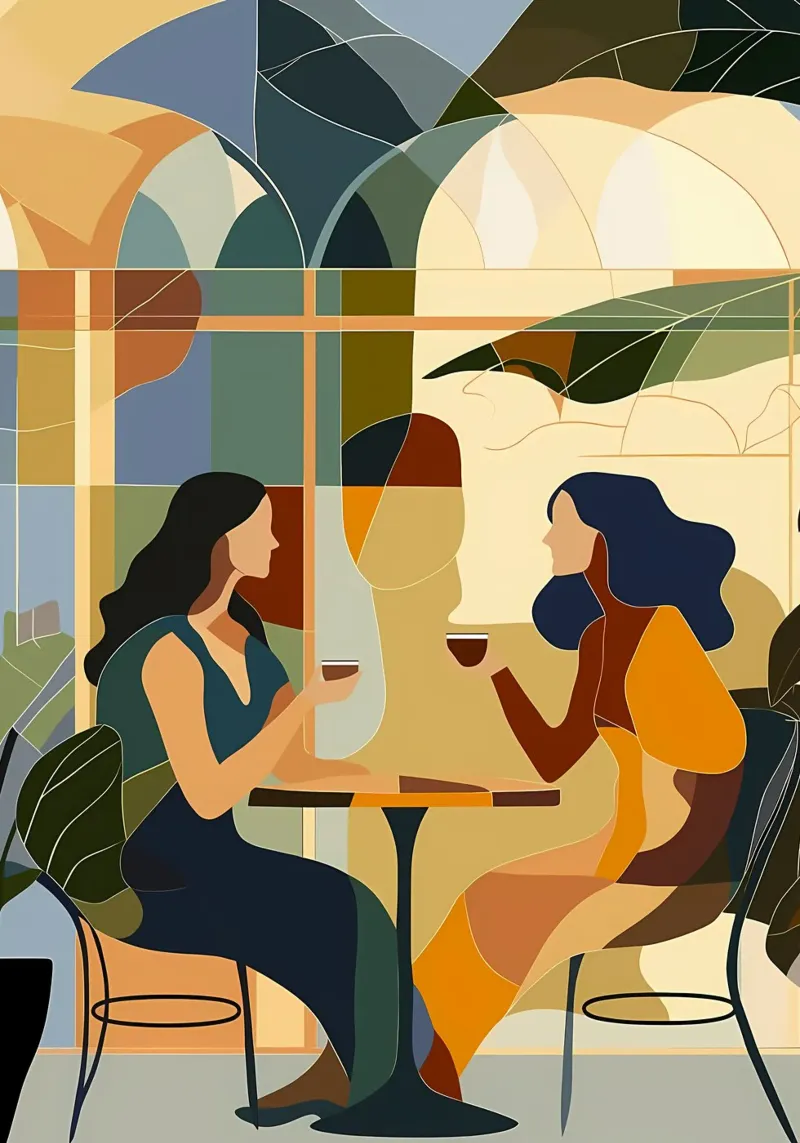 Conversazione con un caffè tela da Caeson