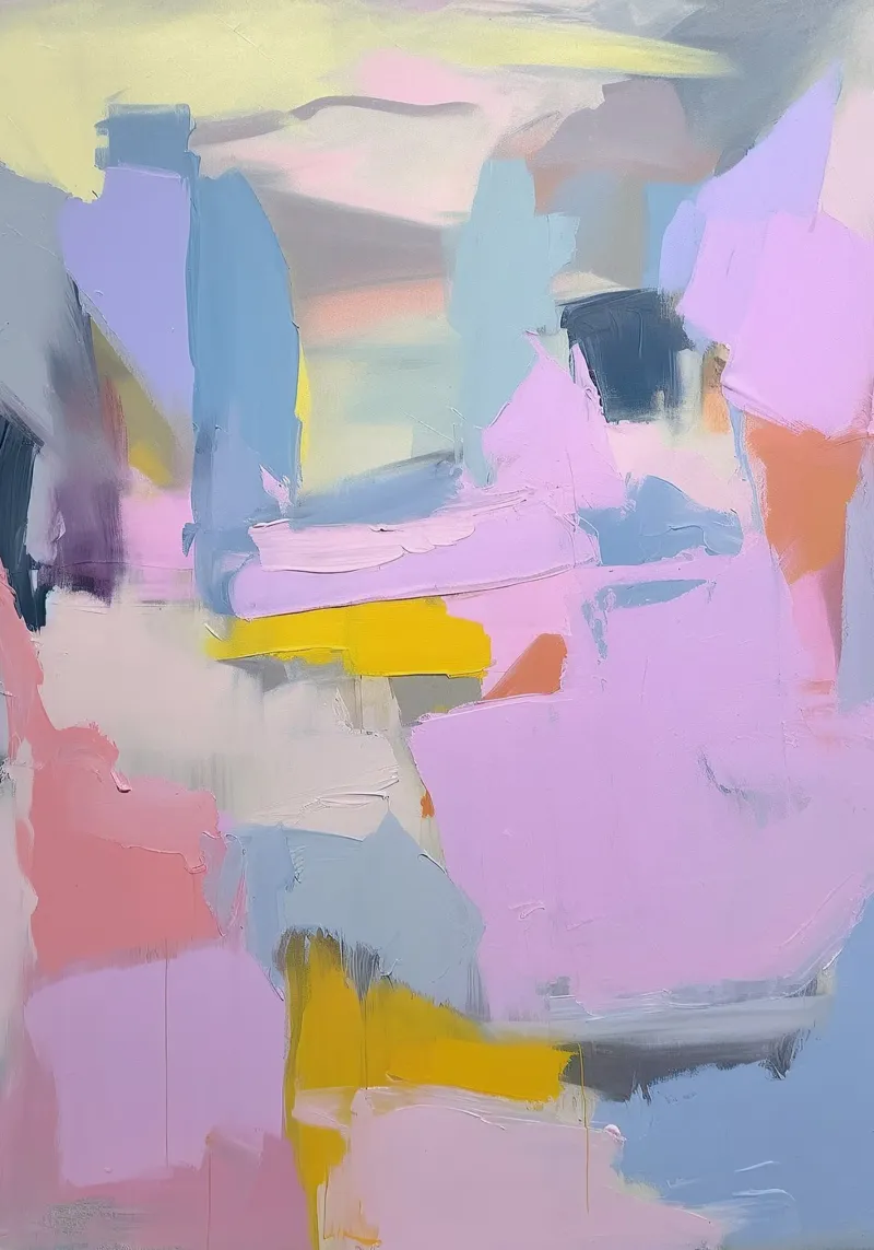 Abstract Modern Pastel Purper Expressionisme canvas met Baklijst van Euphoria Theresa