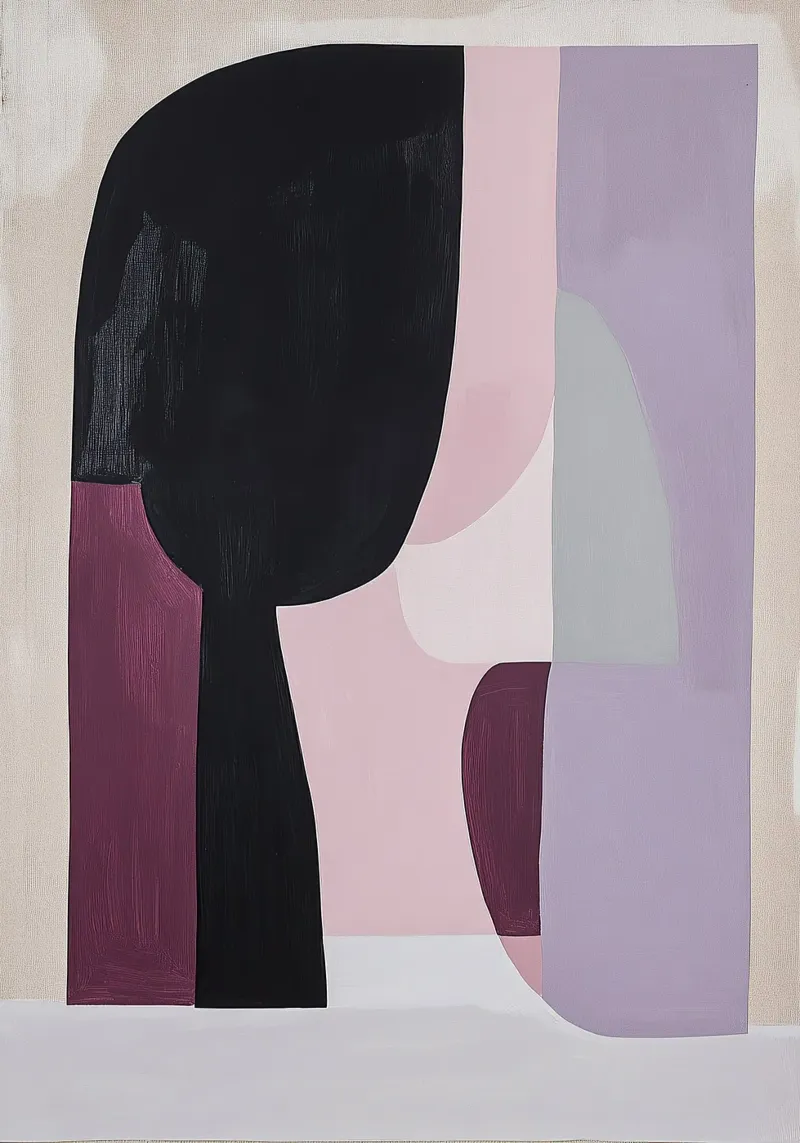 Abstract Scandi Paars Violet Beige Grijs Abstract Eigentijds canvas met Baklijst van Euphoria Theresa