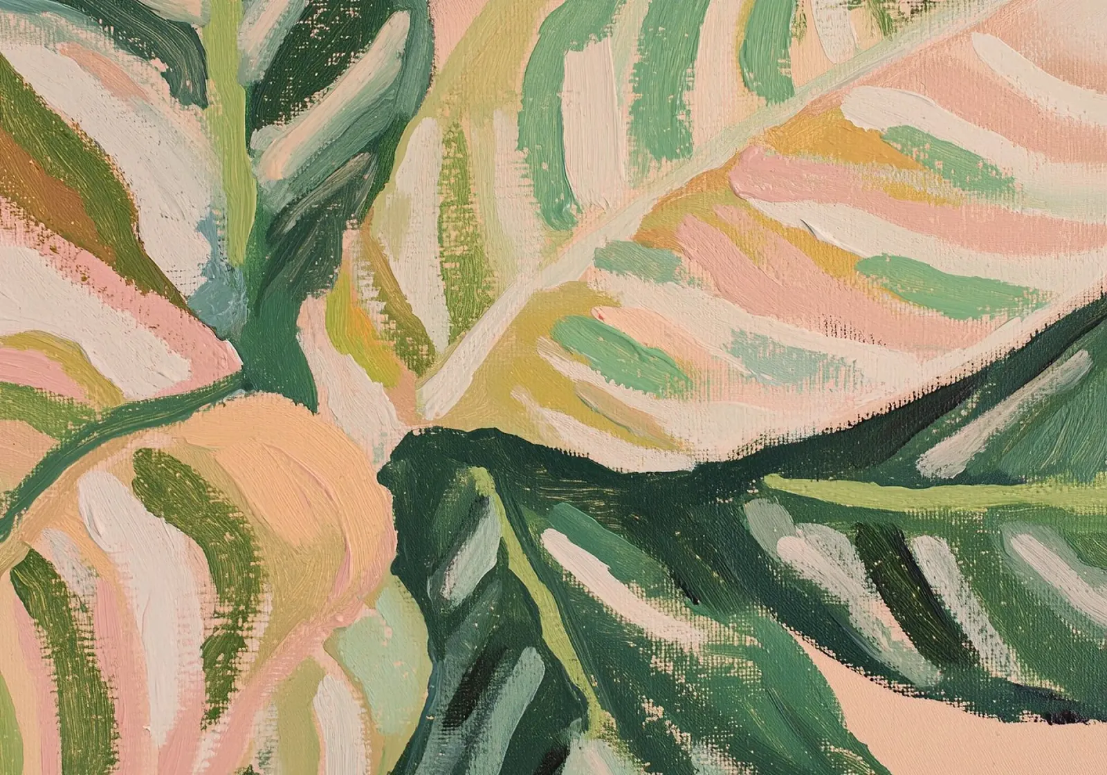 Botanico Fauvismo Moderno Verde Pianta Astratto Rosa poster con telaio in alluminio da Euphoria Theresa