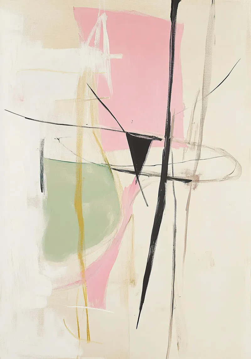 Minimal Eigentijds Pastel Abstract canvas met Baklijst van Euphoria Theresa