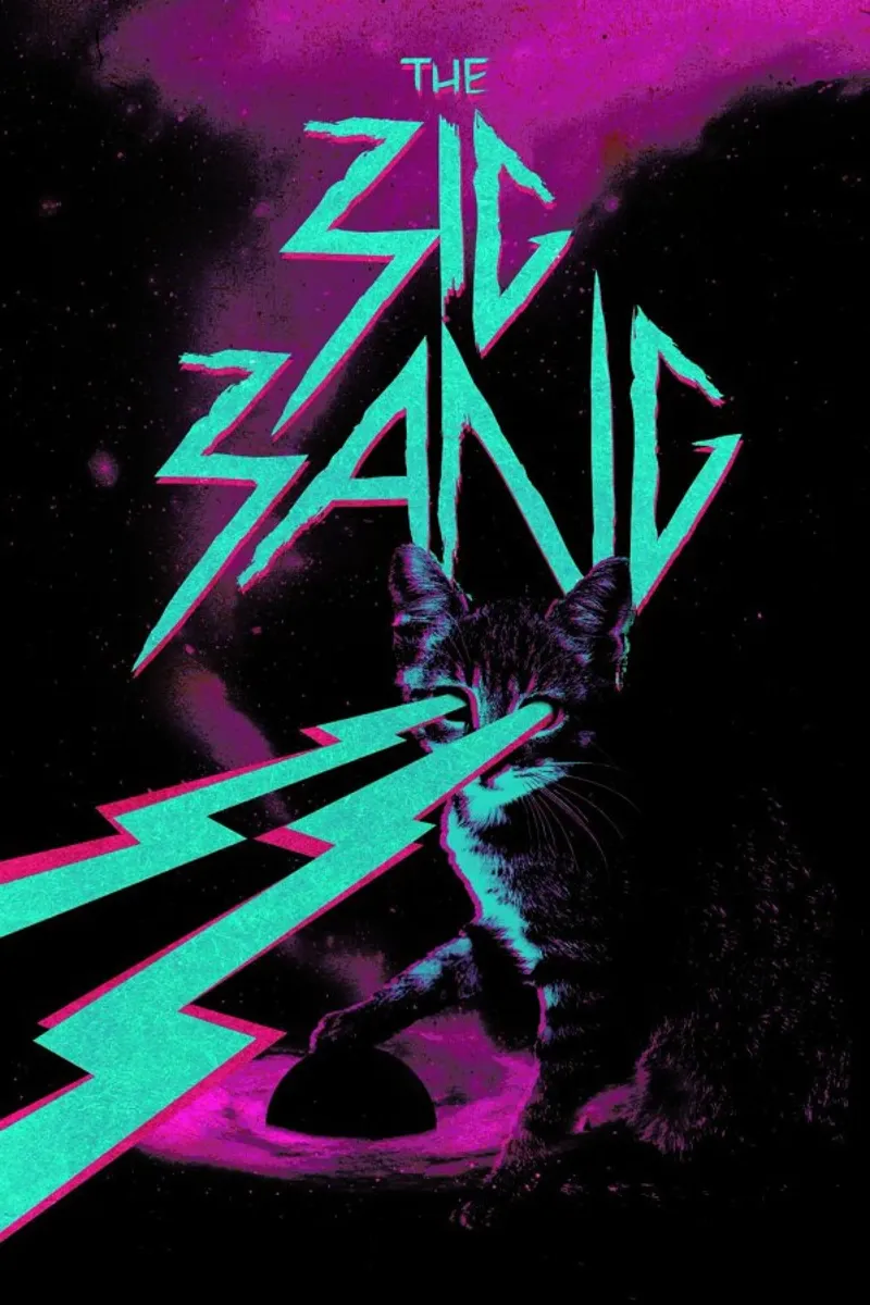 Cat Big Bang poster con telaio in legno da Róbert Farkas