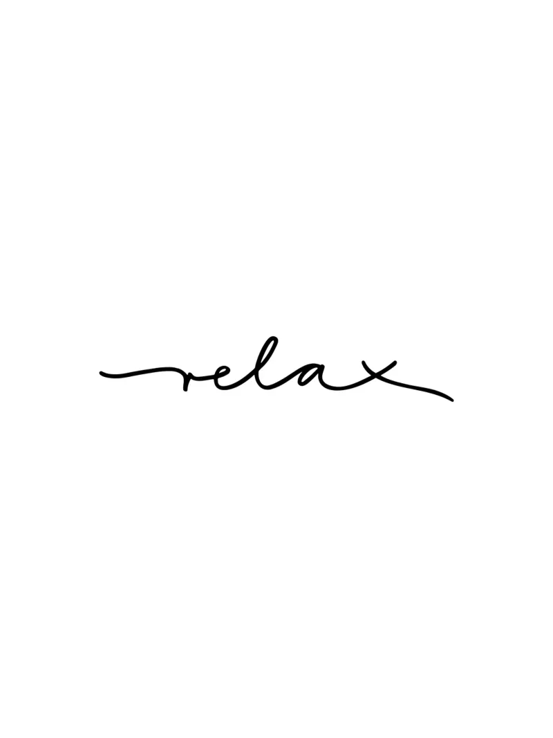 Relax Typografie minimal schwarzweiß plexiglass da Kathrin Woo Design
