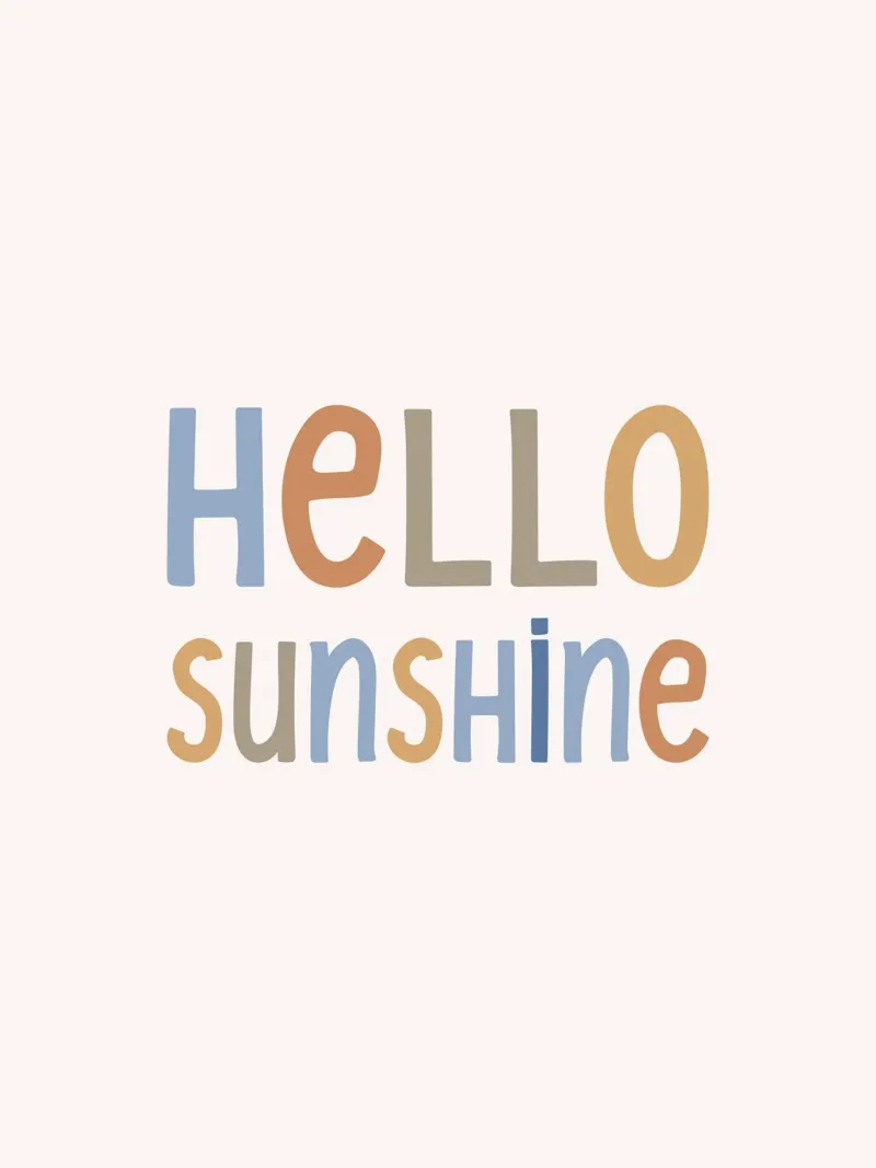 Hello Sunshine Typografie Boho Kids poster with plastic frame by Kathrin Woo Design
