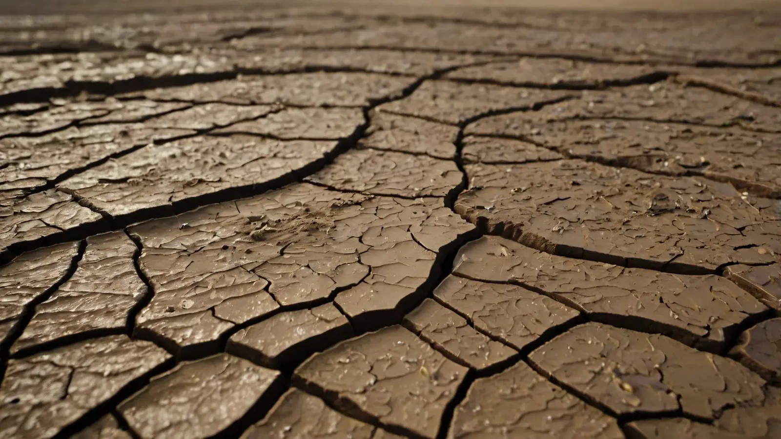 Terre craquelée dans un paysage stérile soulignant une sécheresse sévère alu dibond de DesignDoodle