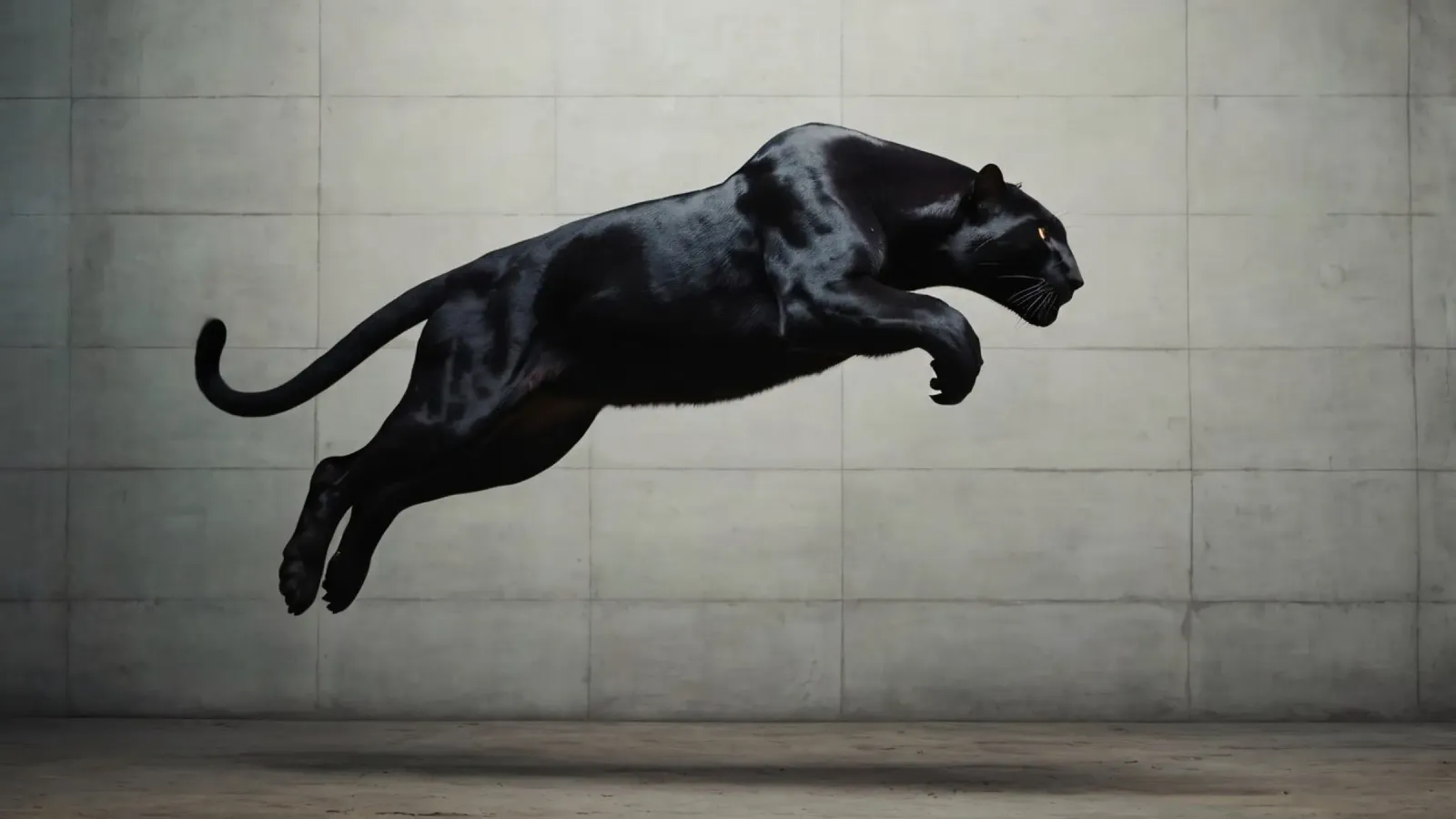 La pantera nera salta con potente agilità e forza poster con telaio in plastica da DesignDoodle
