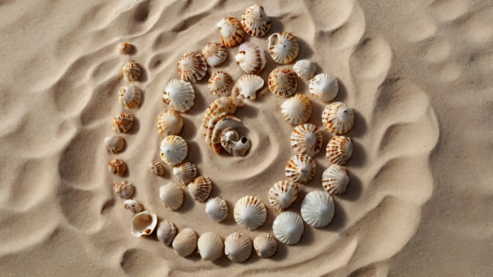 Natural spiral pattern created with seashells arranged hahnemühle by DesignDoodle