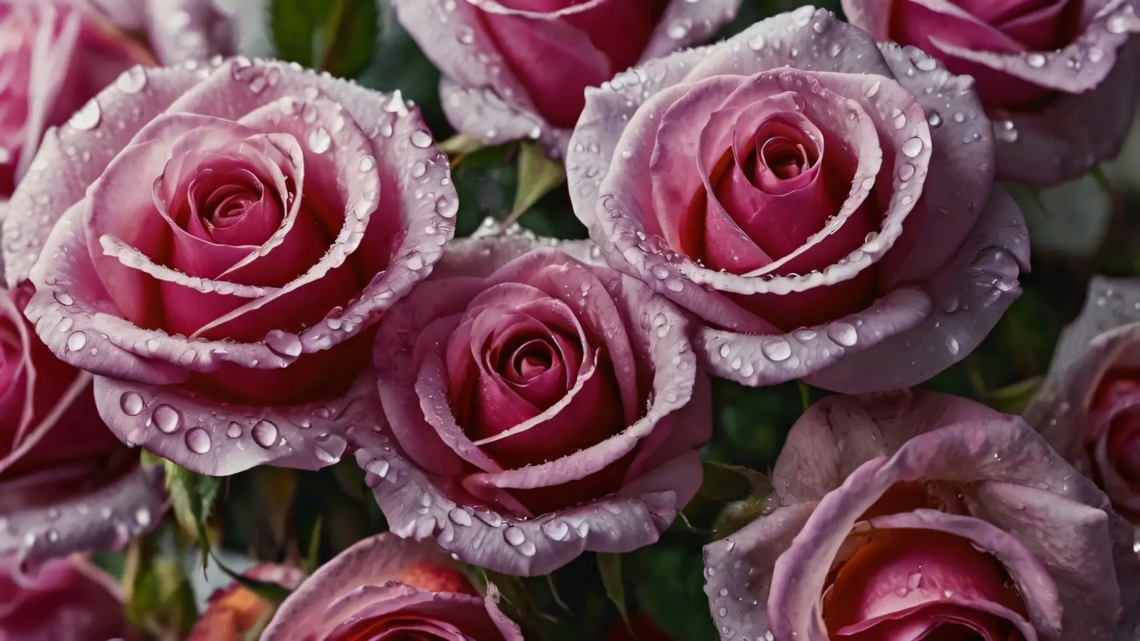 Une vue rapprochée de roses roses fraîchement écloses, ornées hahnemühle de DesignDoodle