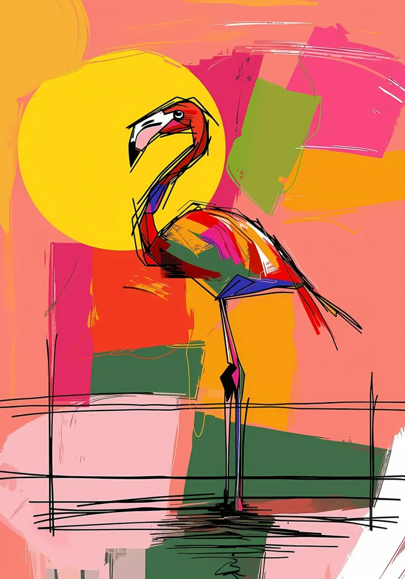 Flamingo Pop Artr hahnemühle de Caeson