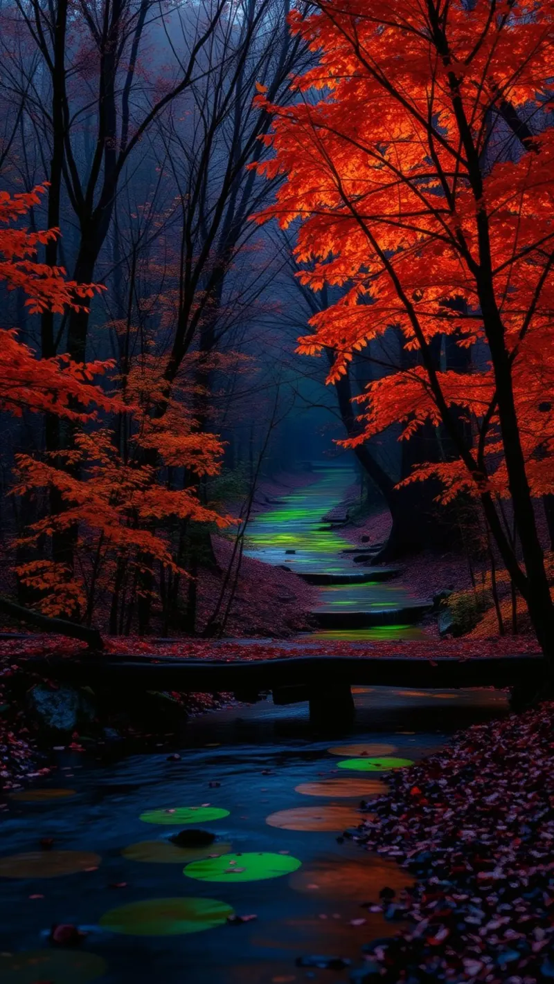 Superbe paysage d'automne avec des feuilles d'un rouge éclatant hahnemühle de DesignDoodle