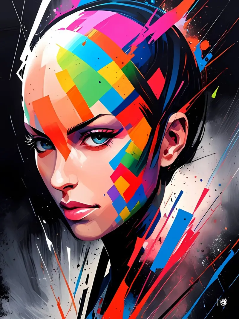 Verf Vrouw Abstract hahnemühle van LM2KONE
