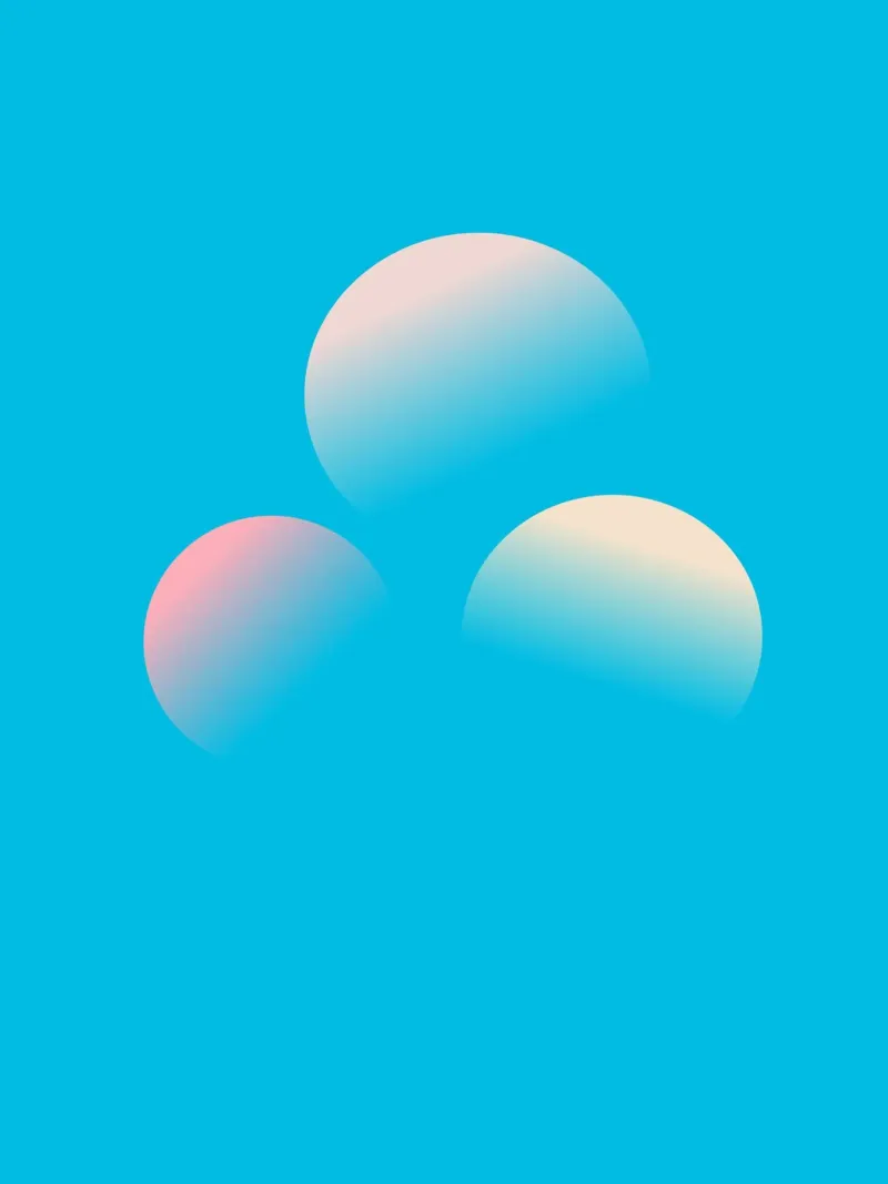 Painting of three planets against a blue sky backlit film by Something for you