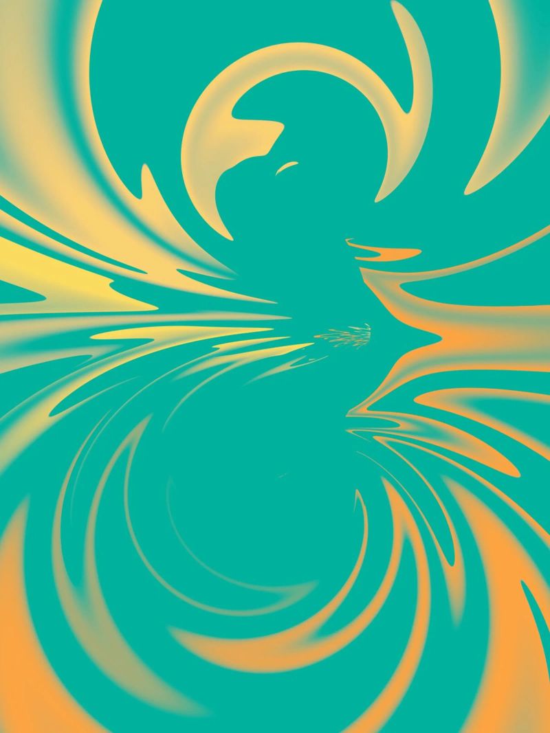 Motivo dinamico astratto a vortice in verde, giallo e arancione tela da Something for you