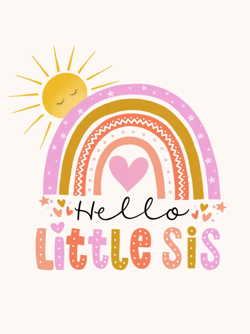 Ciao sorellina. Arcobaleno, sole e cuore pellicola backlit da CalliLetters