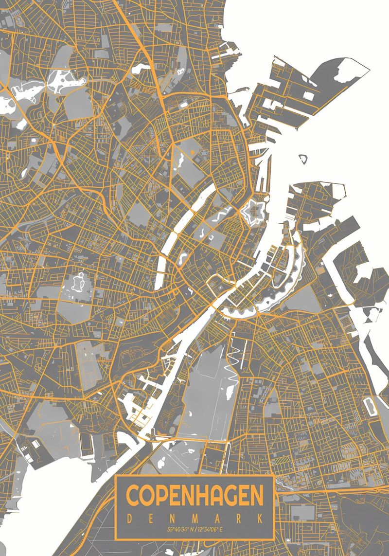 Copenhagen Map Bauhaus poster by Iracheta