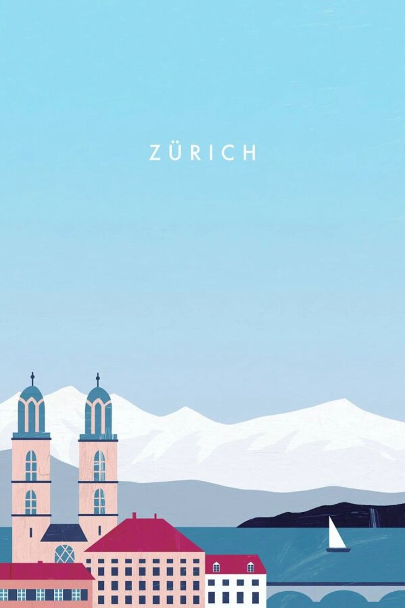 Zürich Leinwand mit Schattenfugenrahmen von Katinka Reinke