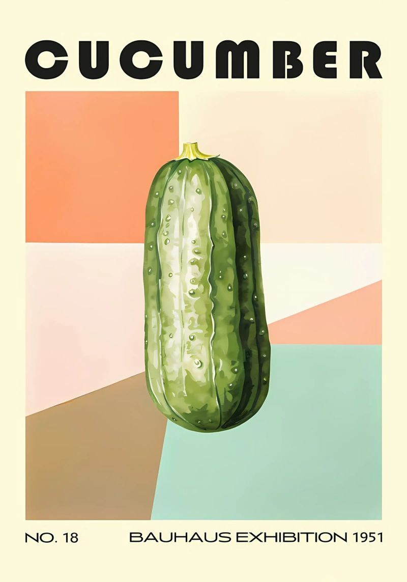 Cucumber Bauhaus Kitchen Art poster by Karraker