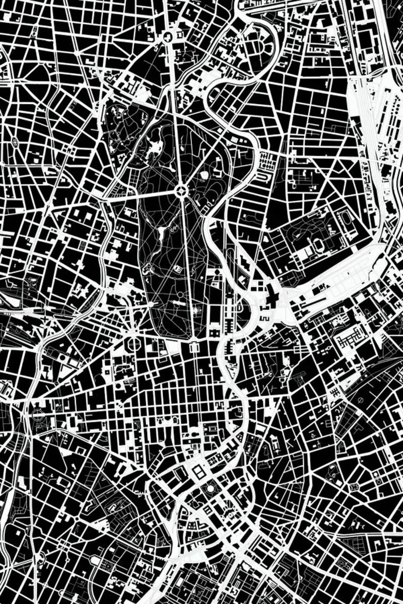 Berlin Black & White canvas by Planos Urbanos