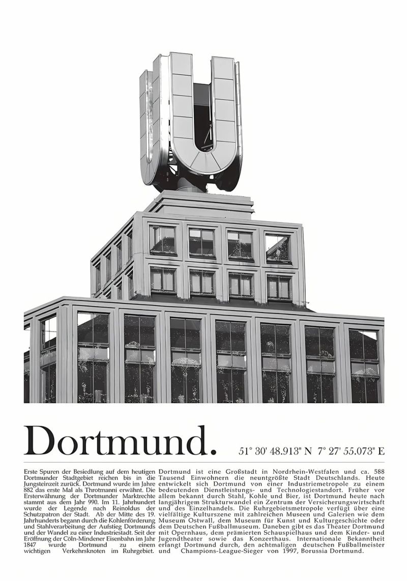 Dortmund U Tower Black Poster von Karraker