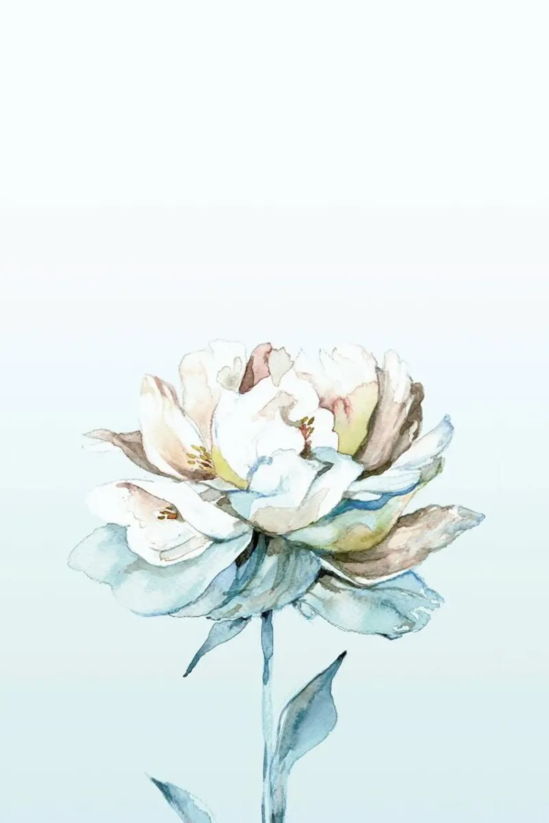 Aquarell Blaue Pfingstrose Hahnemühle von Susana Miranda ilustracion