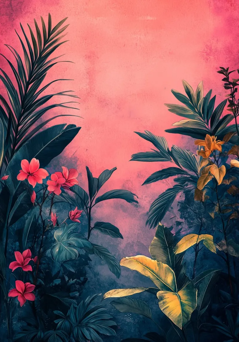 Arte della natura tropicale poster con telaio in alluminio da Justyna Jaszke JBJart