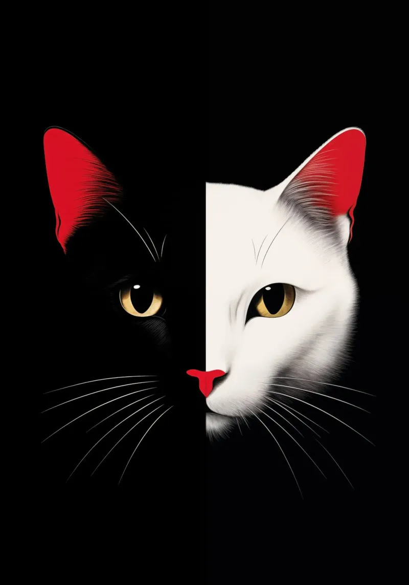 Gatto nero o bianco pellicola backlit da Justyna Jaszke JBJart