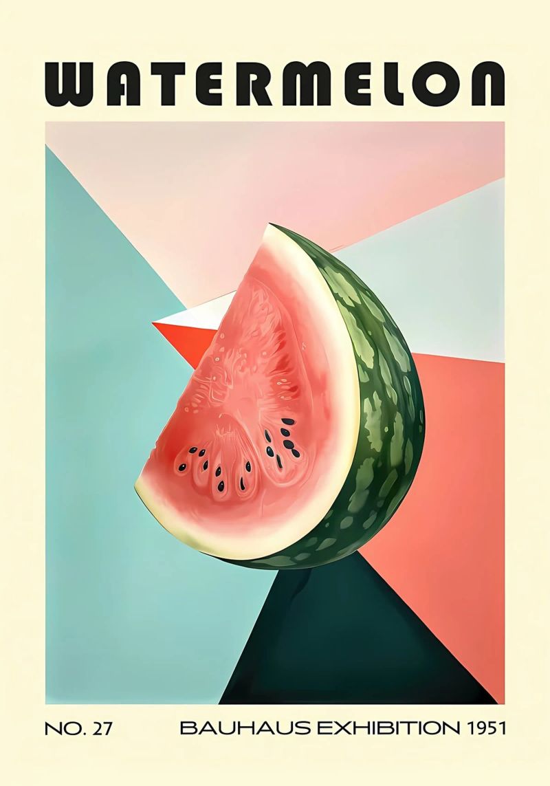 Watermelon Bauhaus Kitchen Mid Century poster by Karraker
