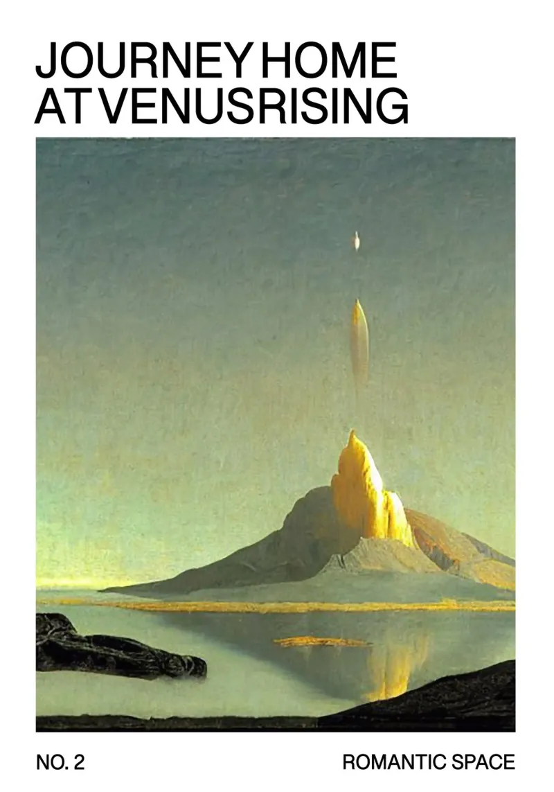 Sci-Fi Poster: Journey Home– Romantic Space No. 2 poster con telaio in legno da Spunk