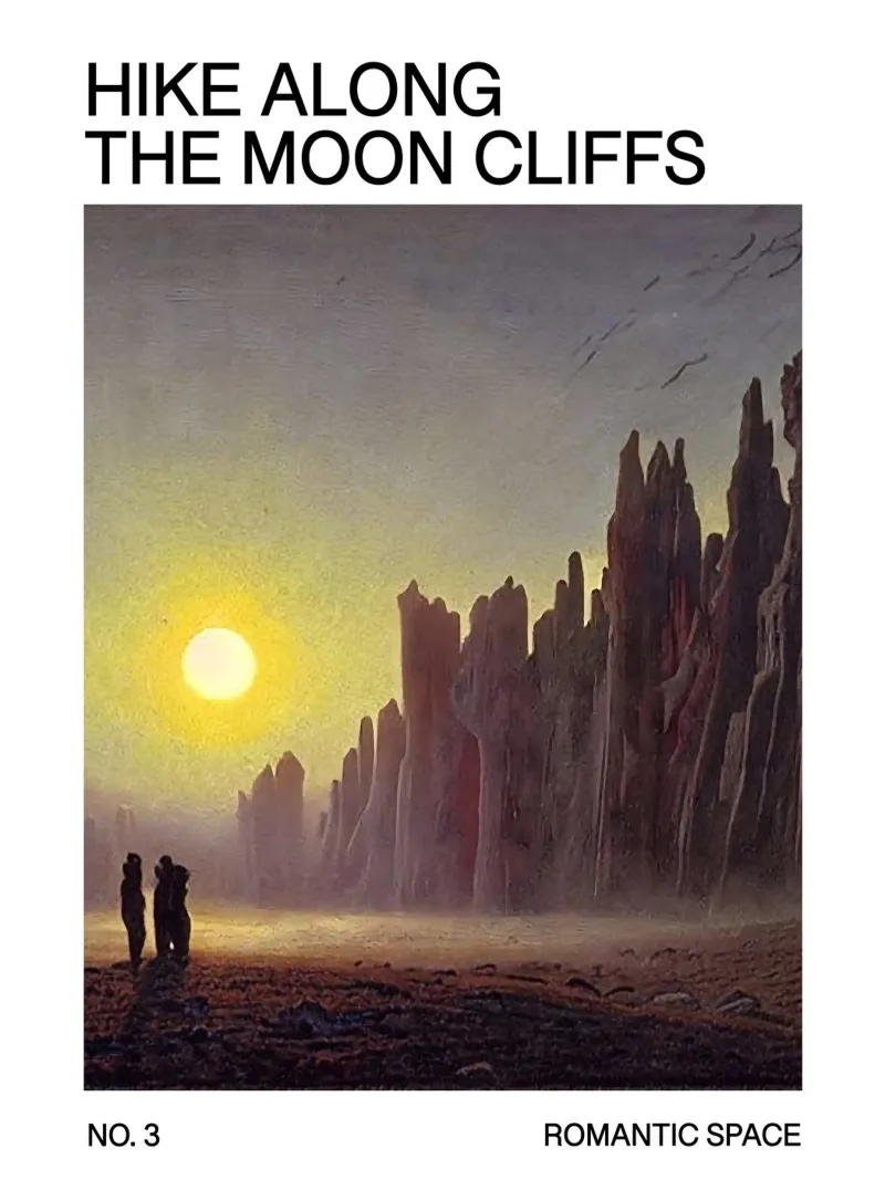 Sci-Fi Poster: Hike along the moon – Romantic Space No. 3 poster da Spunk