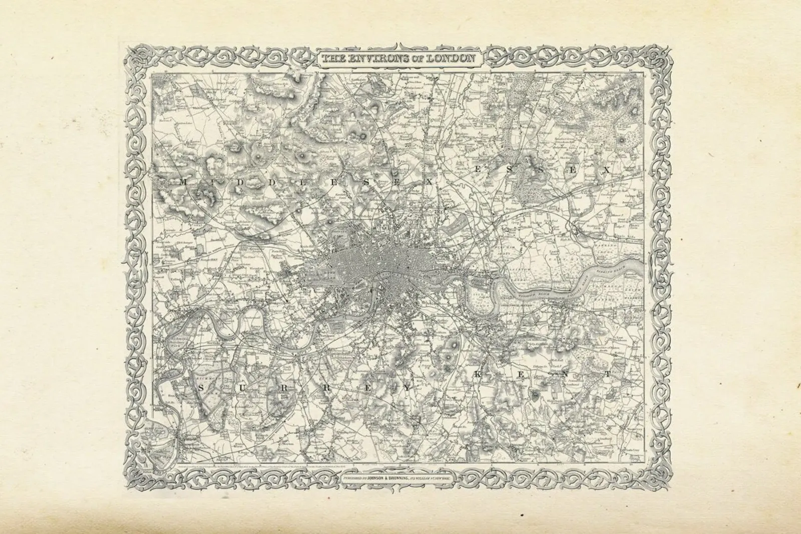 London, Colton Map Or Plan Of London England, pellicola backlit da Artokoloro Quint Lox Ltd
