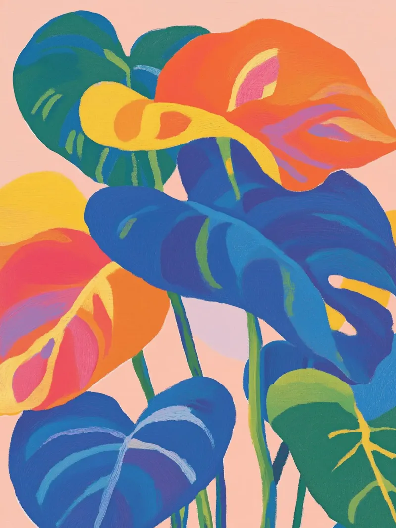 Foglie colorate di Monstera pellicola backlit da Carinaprint