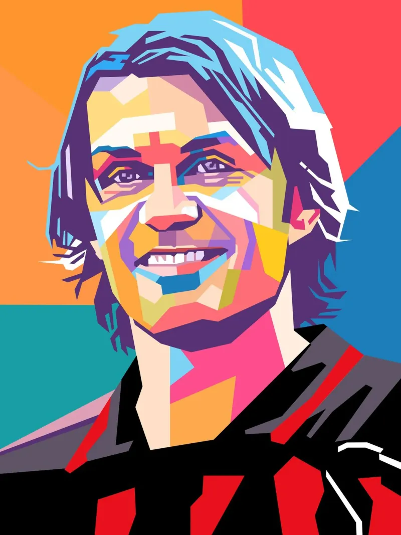 Paolo Maldini pop art portrait pellicola backlit da Hantamrata