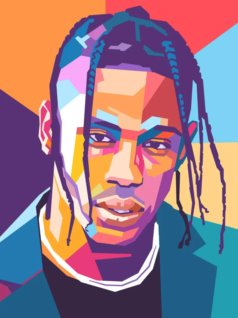 Ritratto pop art di Travis Scott pellicola backlit da Hantamrata