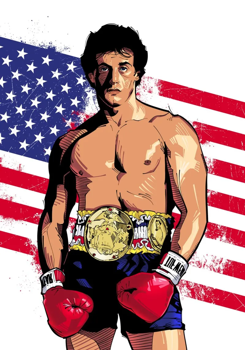 Rocky Balboa poster con telaio in legno da nabakumov