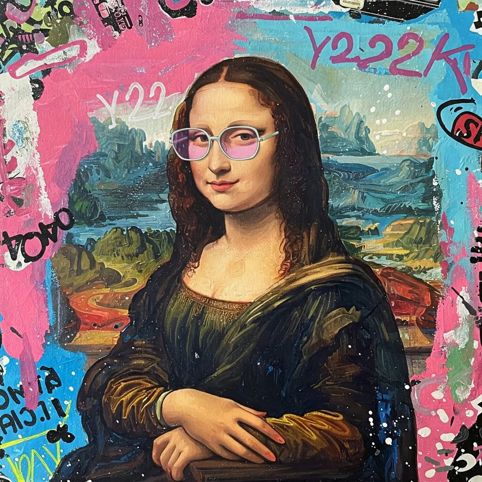 🎨✨ Monna Lisa Remix: Festeggia l'anno 2000 con i collage✨🎨🎨 pannello forex da Eni Brandon