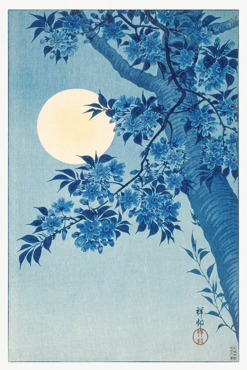 Ohara Koson - Ciliegio in fiore in una notte di luna poster da Old Masters
