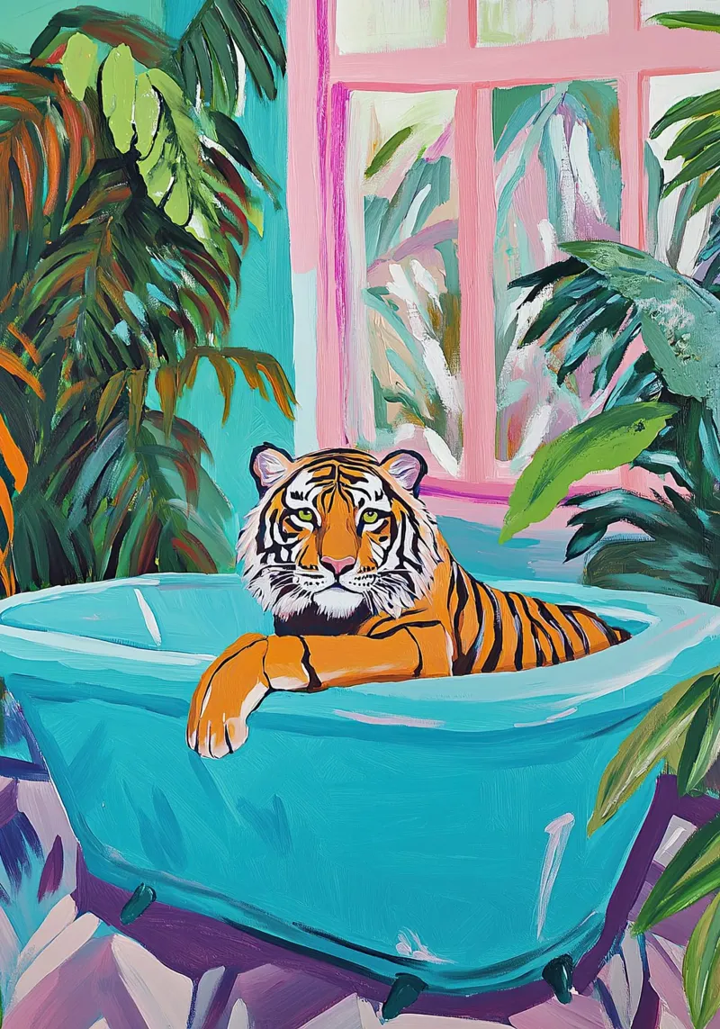 La tigre in bagno alluminio dibond da Nikis Art Studio